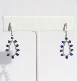 American Jewelry 14k White Gold 1.46ctw Sapphire .27ctw Diamond Open Pear Dangle Earrings