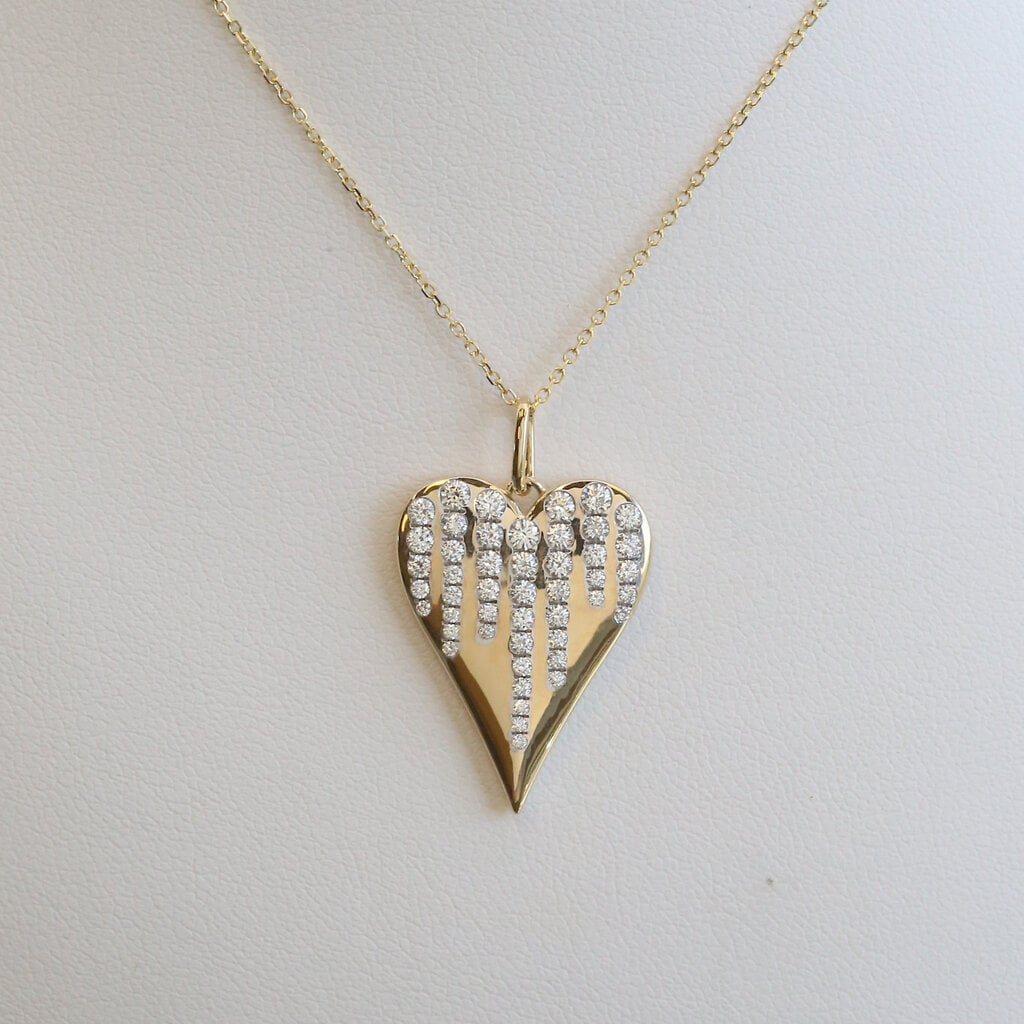 American Jewelry 14k Yellow Gold .71ctw Diamond Heart Necklace