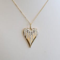 American Jewelry 14k Yellow Gold .71ctw Diamond Heart Necklace