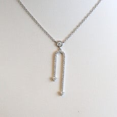 American Jewelry 14k White Gold .10ctw Diamond U Shape Necklace