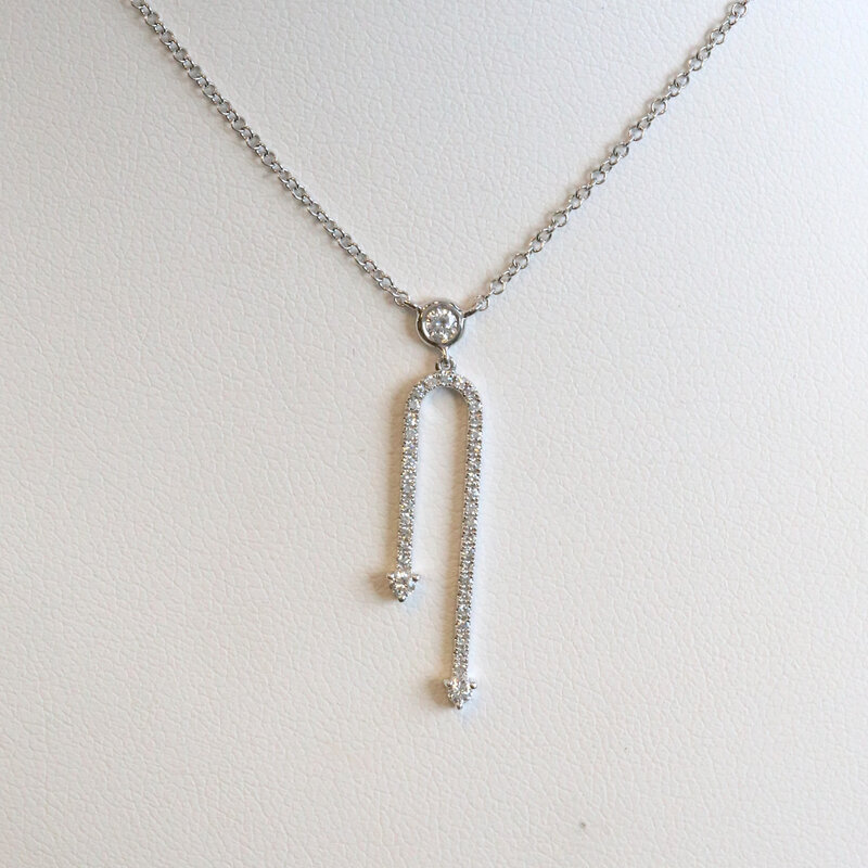 American Jewelry 14k White Gold .10ctw Diamond U Shape Necklace