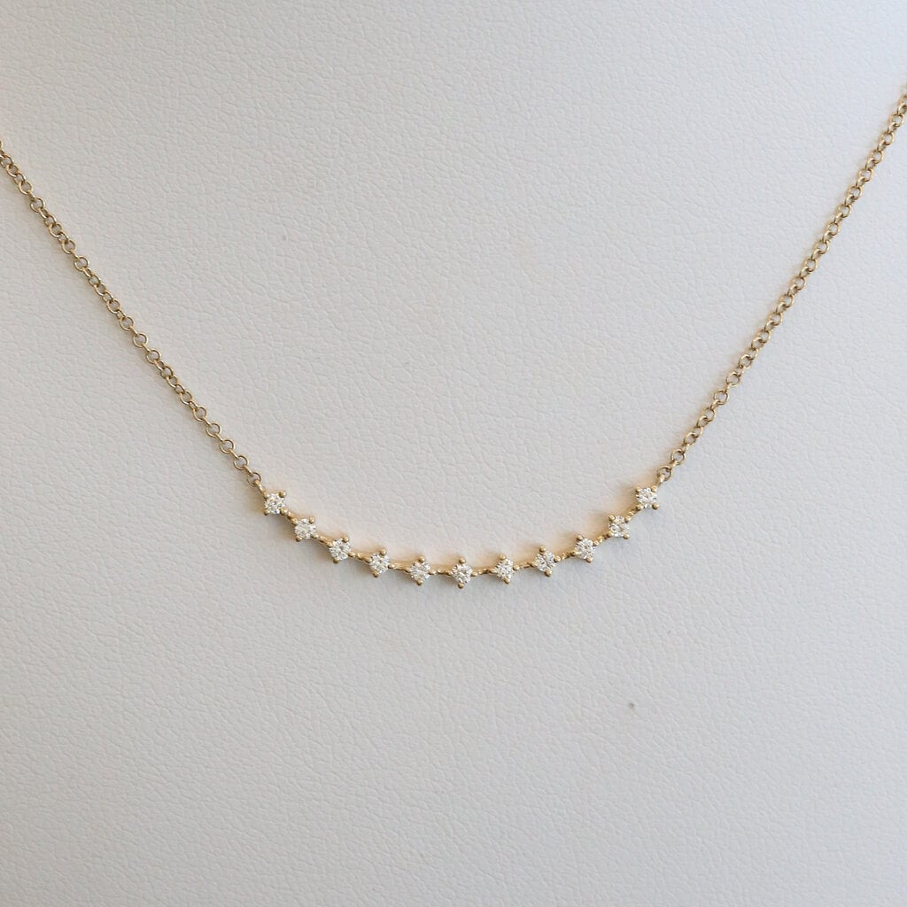 American Jewelry 14k Yellow Gold .18ctw Diamond Line Necklace