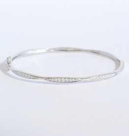 American Jewelry 14k White Gold .38ctw Diamond Hinged Bangle Bracelet