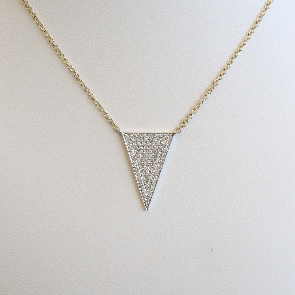 American Jewelry 14k Yellow & White Gold .23ctw Diamond Pave Triangle Necklace