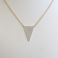 American Jewelry 14k Yellow & White Gold .23ctw Diamond Pave Triangle Necklace