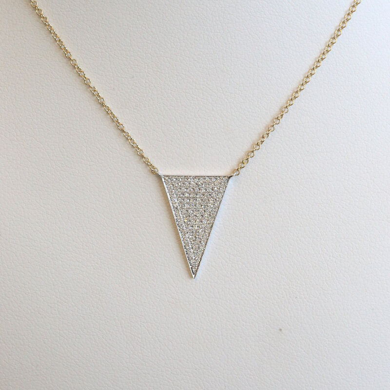American Jewelry 14k Yellow & White Gold .23ctw Diamond Pave Triangle Necklace