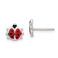 Sterling Silver Enamel Ladybug Stud Earrings