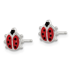Sterling Silver Enamel Ladybug Stud Earrings