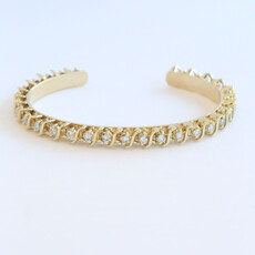 American Jewelry ESTATE 14k Yellow Gold .25ctw Diamond Tennis Cuff Open Bangle Bracelet
