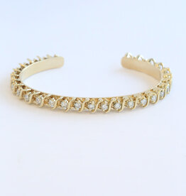 American Jewelry ESTATE 14k Yellow Gold .25ctw Diamond Tennis Cuff Open Bangle Bracelet