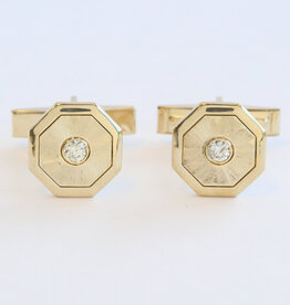 American Jewelry ESTATE 14k Yellow Gold .20ctw Diamond Cuff Links