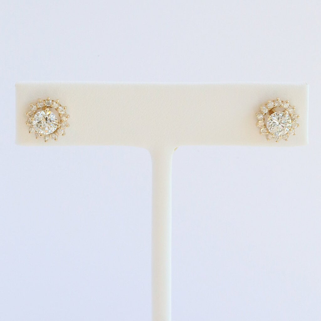 American Jewelry 14k Yellow Gold 1ctw Diamond Studs w/ 1/2ctw Halo Jackets Earrings