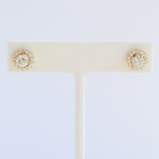 American Jewelry 14k Yellow Gold 1ctw Diamond Studs w/ 1/2ctw Halo Jackets Earrings
