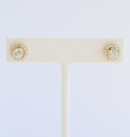 American Jewelry 14k Yellow Gold 1ctw Diamond Studs w/ 1/2ctw Halo Jackets Earrings