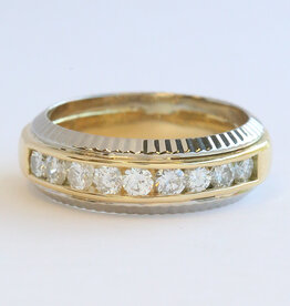 American Jewelry 18k White & Yellow Gold 1.25ctw Diamond Rolex Bezel Mens Ring