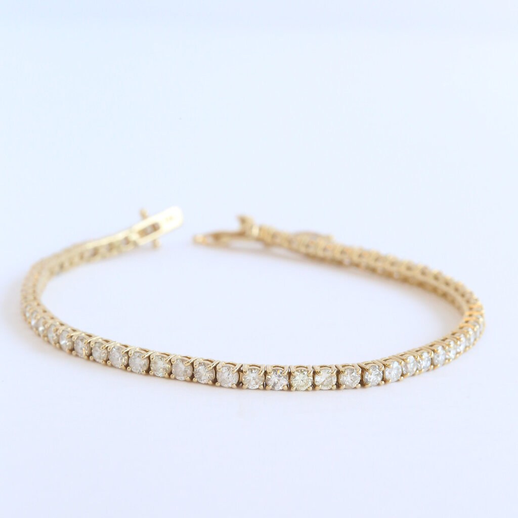 American Jewelry 14k Yellow Gold 5.14ctw Diamond Tennis Bracelet (7.5")