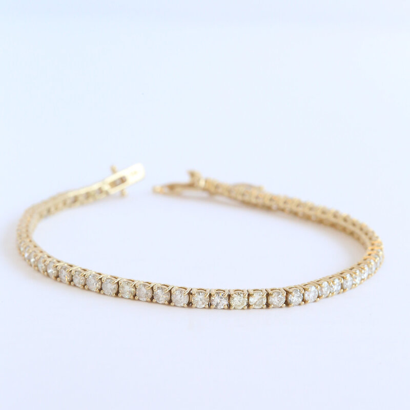 American Jewelry 14k Yellow Gold 5.14ctw Diamond Tennis Bracelet (7.5")