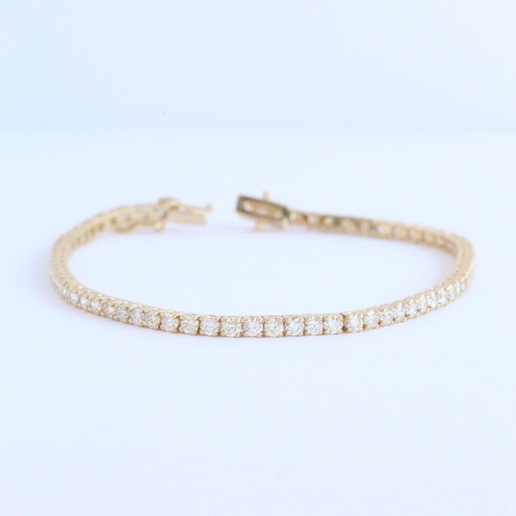 American Jewelry 14k Yellow Gold 3.96ctw Diamond Tennis Bracelet (7.5")