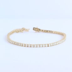 American Jewelry 14k Yellow Gold 3.96ctw Diamond Tennis Bracelet (7.5")