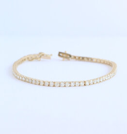 American Jewelry 14k Yellow Gold 3.96ctw Diamond Tennis Bracelet (7.5")