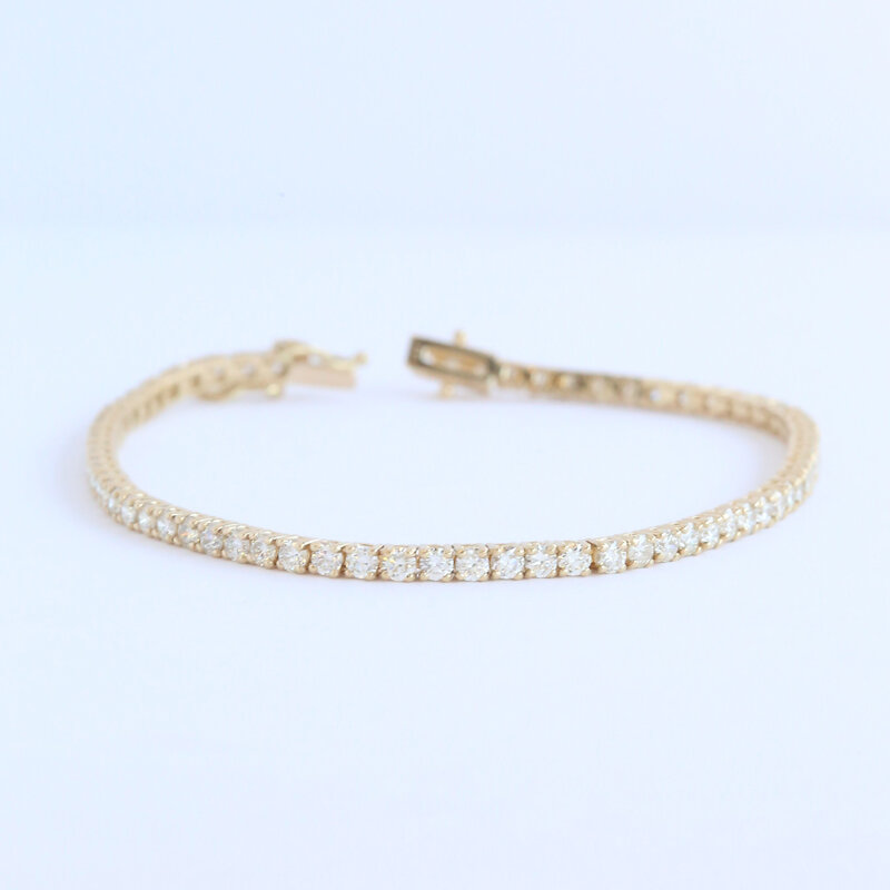 American Jewelry 14k Yellow Gold 3.96ctw Diamond Tennis Bracelet (7.5")