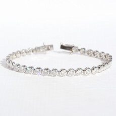 American Jewelry 14k White Gold 3.52ctw Diamond Bezel Tennis Bracelet (7.5")