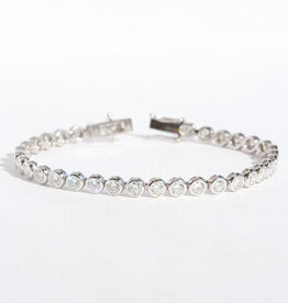 American Jewelry 14k White Gold 3.52ctw Diamond Bezel Tennis Bracelet (7.5")