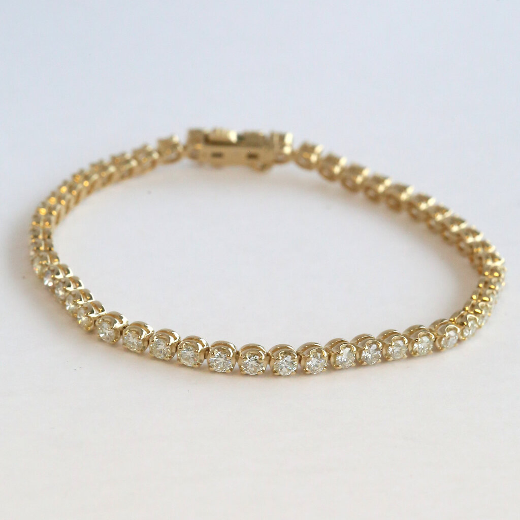 American Jewelry 14k Yellow Gold 3.89ctw Diamond Tennis Bracelet (7.5")