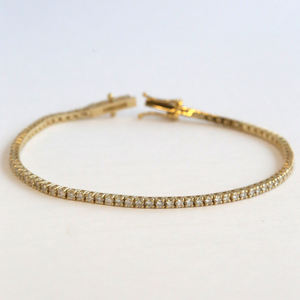 American Jewelry 14k Yellow Gold 2.05ctw Diamond Tennis Bracelet (7.5")