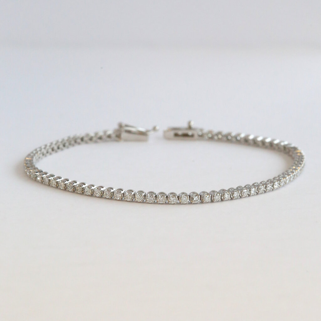 American Jewelry 14k White Gold 1.42ctw Diamond Tennis Bracelet (7.5")
