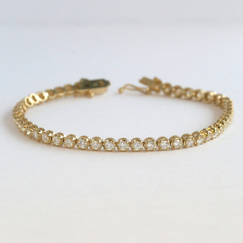 American Jewelry 14k Yellow Gold 3.25ctw Diamond Tennis Bracelet (7.5")