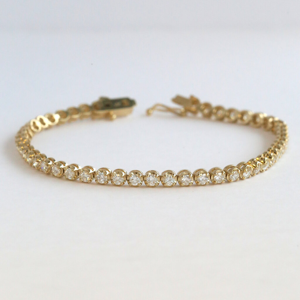 American Jewelry 14k Yellow Gold 3.25ctw Diamond Tennis Bracelet (7.5")