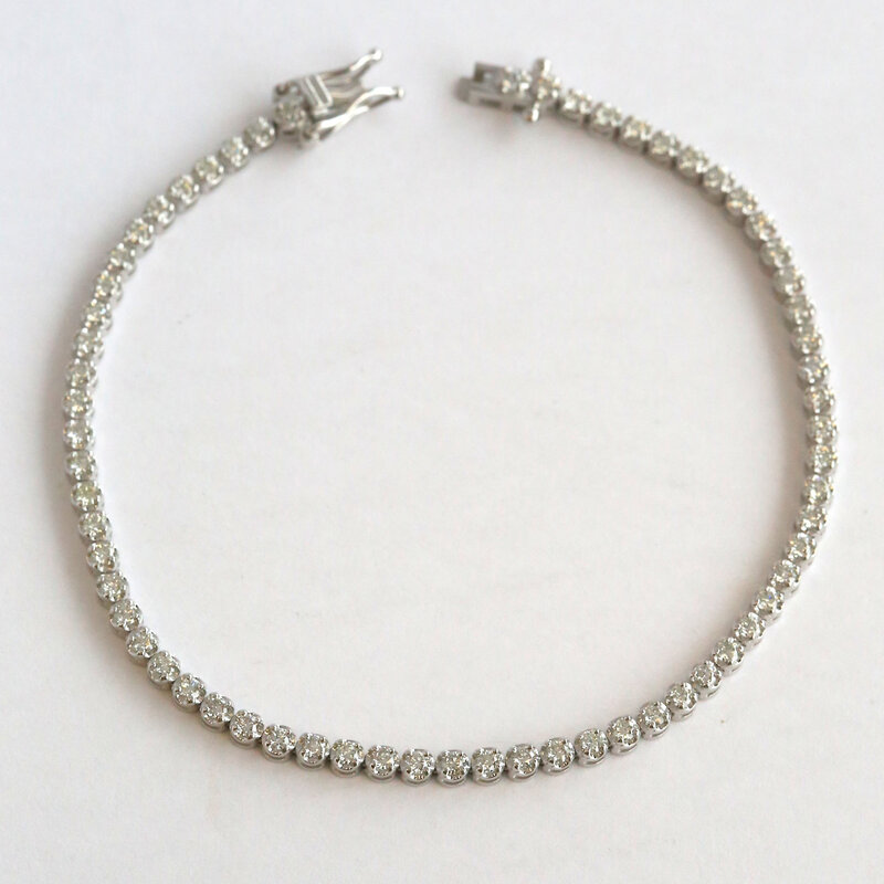 American Jewelry 14k White Gold 1.65ctw Diamond Tennis Bracelet (7.5")