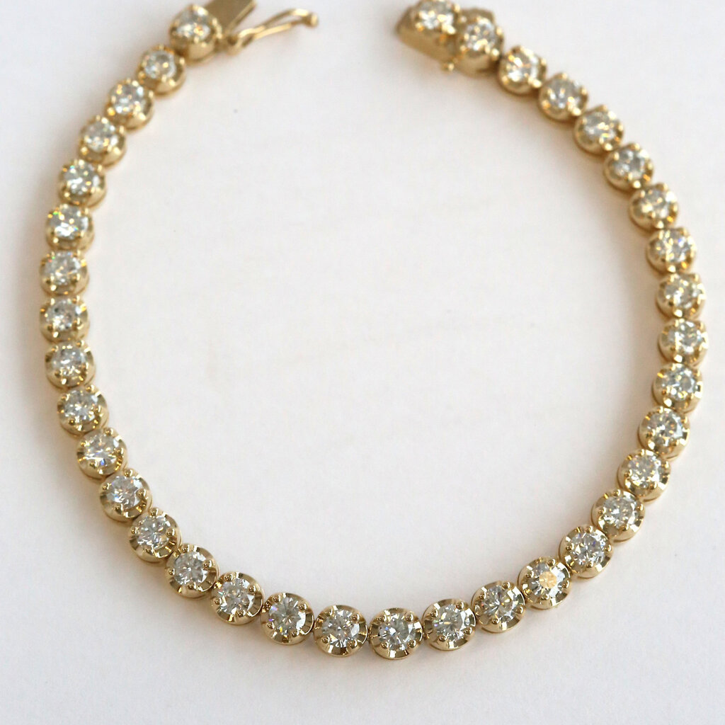 American Jewelry 14k Yellow Gold 5.70ctw Diamond Tennis Bracelet (7.5")