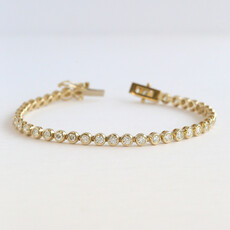 American Jewelry 14k Yellow Gold 2.63ctw Diamond Bezel Tennis Bracelet (7.5")