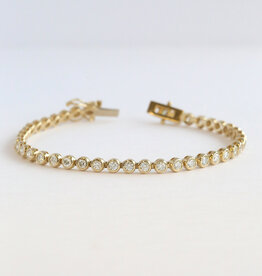 American Jewelry 14k Yellow Gold 2.63ctw Diamond Bezel Tennis Bracelet (7.5")