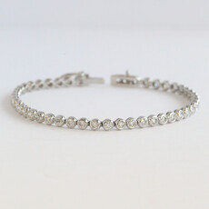 American Jewelry 14k White Gold 2.40ctw Diamond Bezel Tennis Bracelet (7.5")