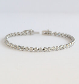 American Jewelry 14k White Gold 2.40ctw Diamond Bezel Tennis Bracelet (7.5")