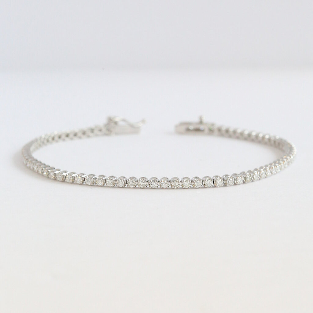 American Jewelry 14k White Gold 1.30ctw Diamond Tennis Bracelet (7.5")