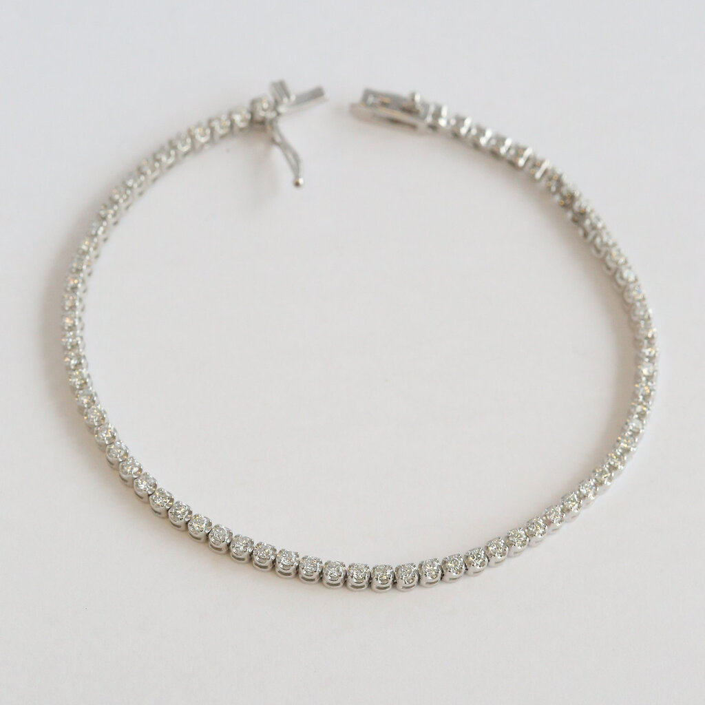 American Jewelry 14k White Gold 1.28ctw Diamond Tennis Bracelet (7.5")