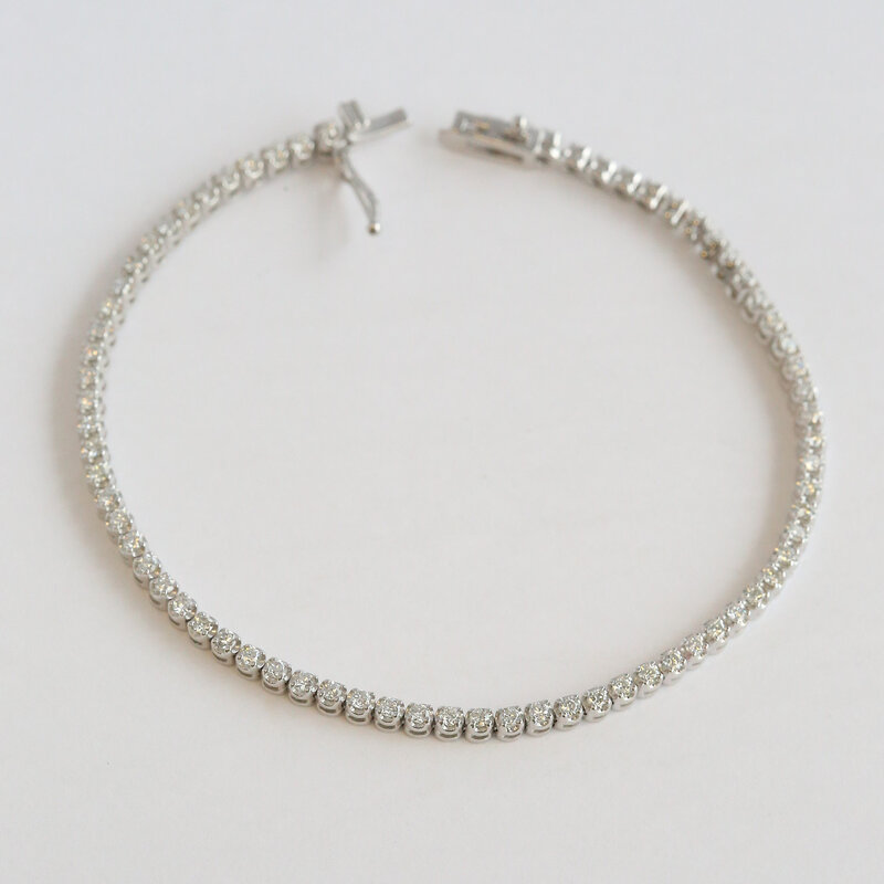 American Jewelry 14k White Gold 1.28ctw Diamond Tennis Bracelet (7.5")
