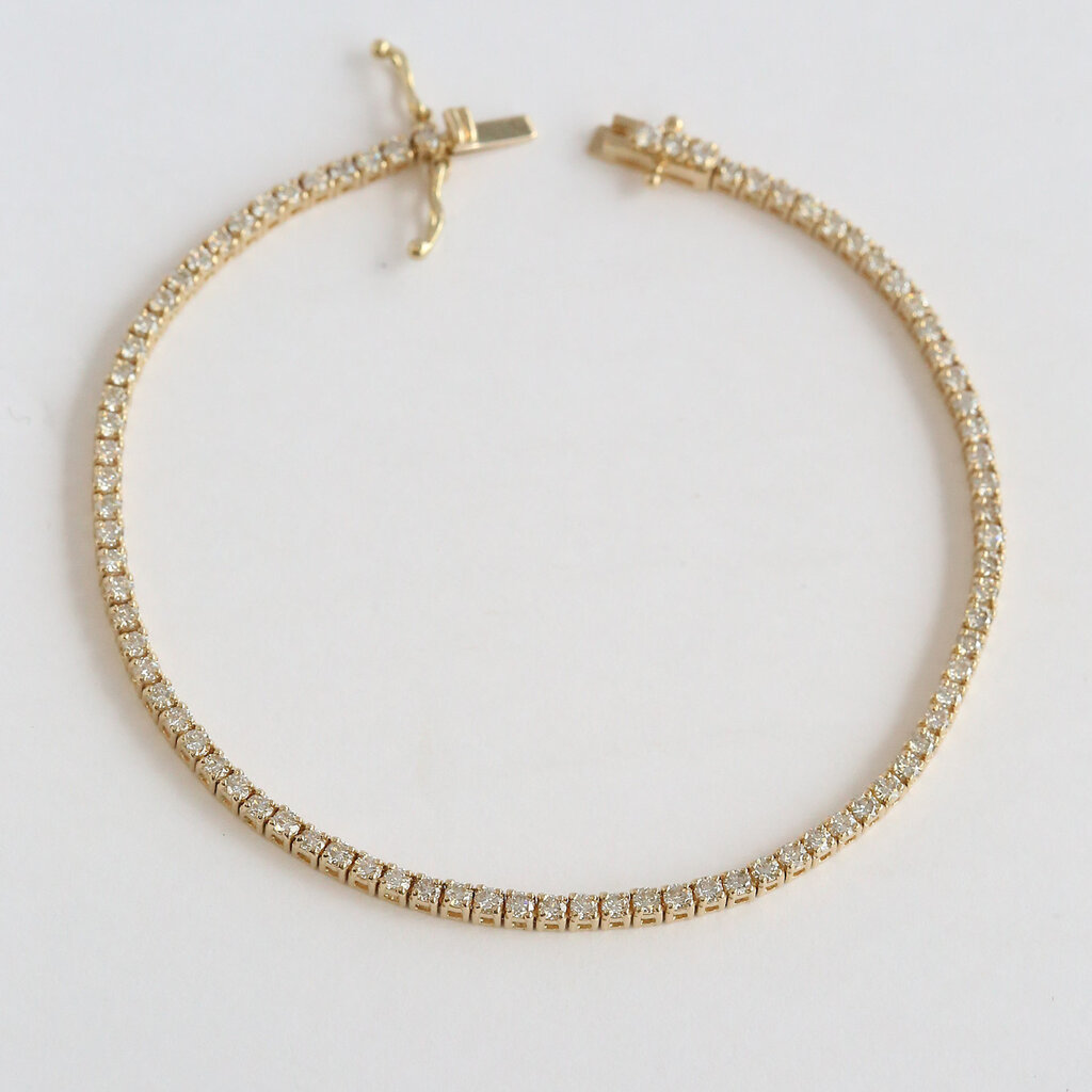 American Jewelry 14k Yellow Gold 2.08ctw Diamond Tennis Bracelet (7.5")