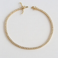 American Jewelry 14k Yellow Gold 2.08ctw Diamond Tennis Bracelet (7.5")