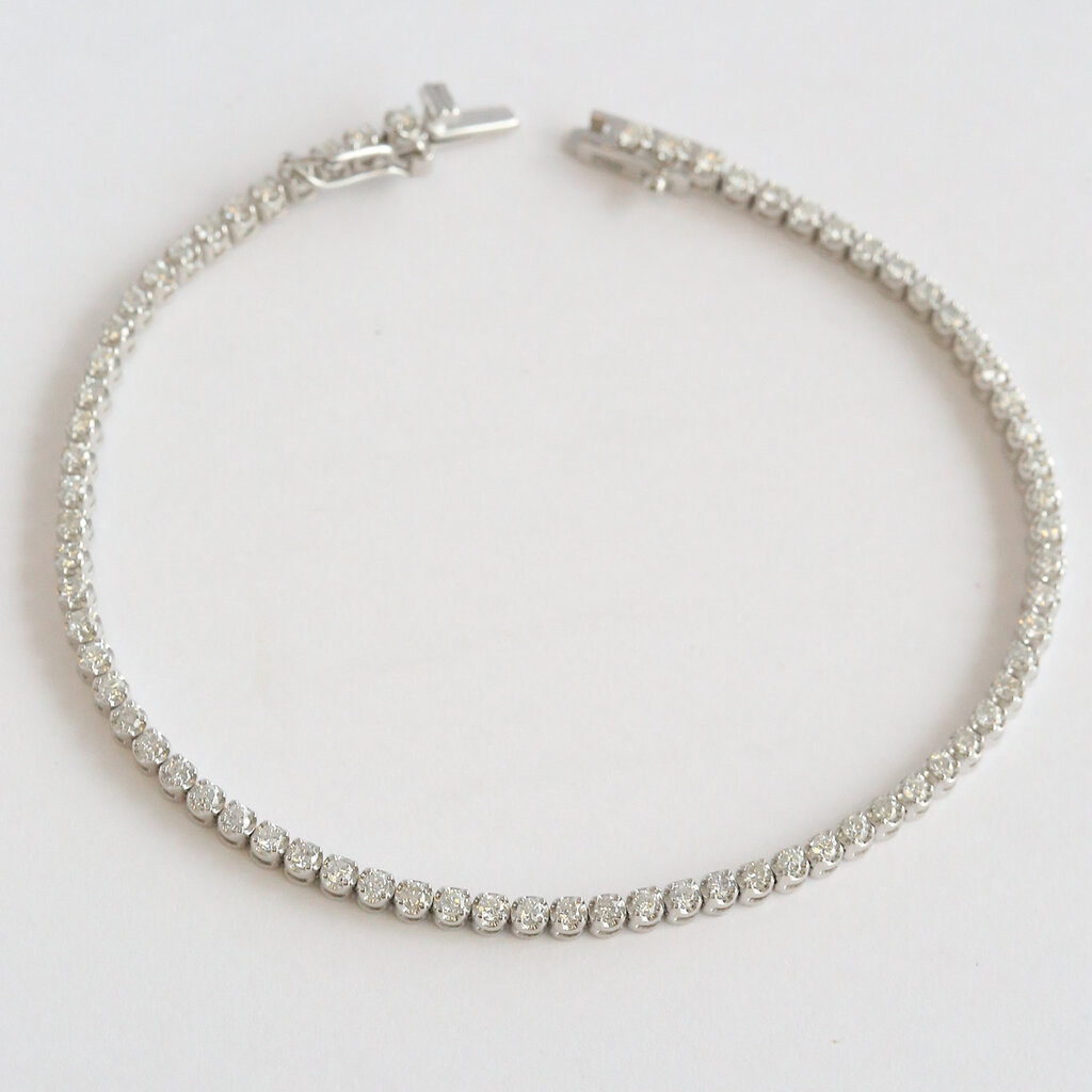 American Jewelry 14k White Gold 1.36ctw Diamond Tennis Bracelet(7.5")