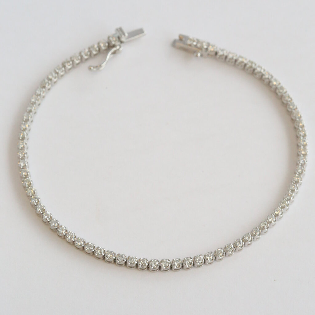 American Jewelry 14k White Gold 1.30ctw Diamond Tennis Bracelet (7.5")