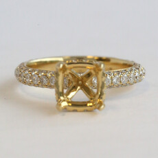 American Jewelry 18k Yellow Gold 1.26ctw Diamond Pave Semi Mount Engagement Ring