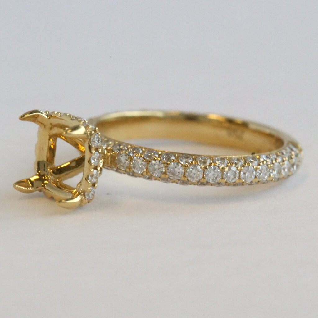 American Jewelry 18k Yellow Gold 1.26ctw Diamond Pave Semi Mount Engagement Ring