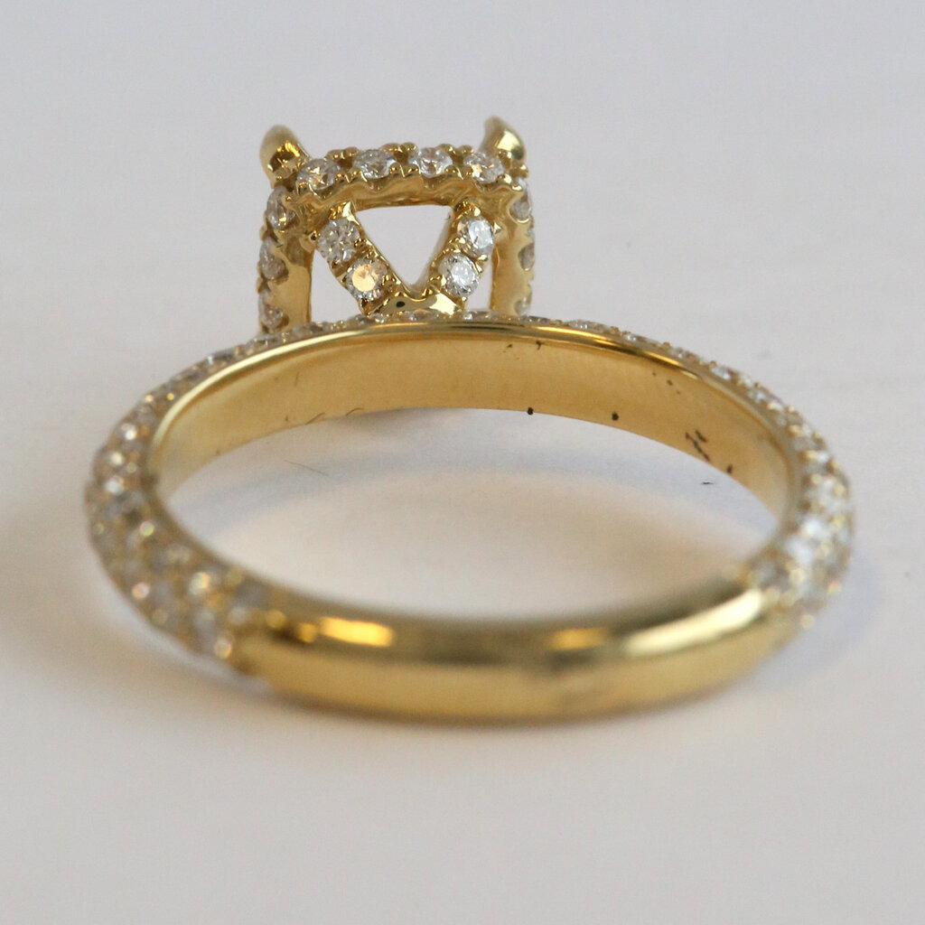 American Jewelry 18k Yellow Gold 1.26ctw Diamond Pave Semi Mount Engagement Ring