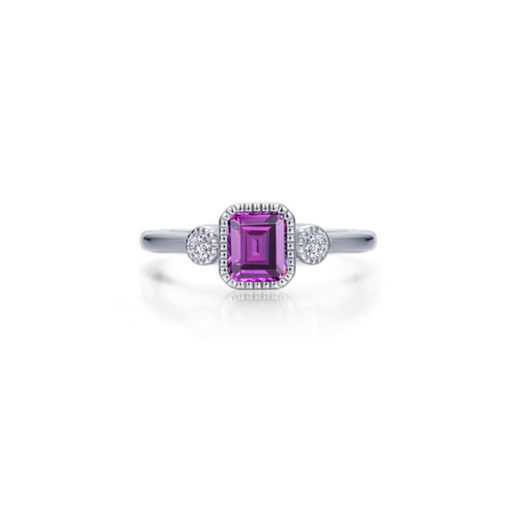 Lafonn Lafonn Sterling Silver Simulated Diamond and Alexandrite Bezel Birthstone Ring (Size 5)