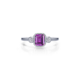Lafonn Lafonn Sterling Silver Simulated Diamond and Alexandrite Bezel Birthstone Ring (Size 5)